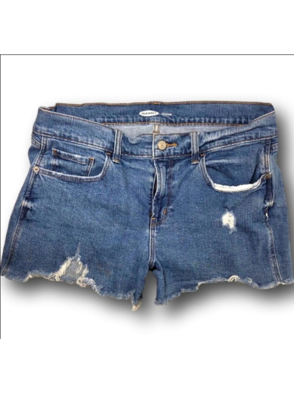 Women's Old Navy Blue Distressed Boyfriend Jean Shorts Size 12